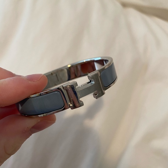 RARE Hermès Clic Clac H Bracelet Palladie Gris - Picture 5 of 5